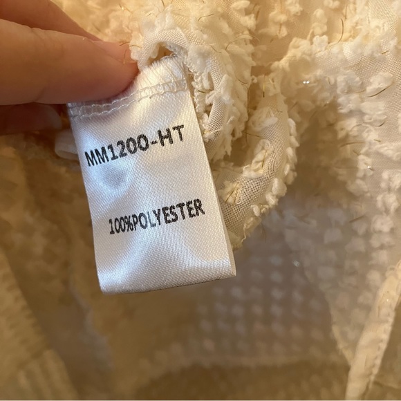 NWOT SHEIN Double Crazy Cream & Gold Glitter Knit Self-Tie Peplum Top Size L - Picture 7 of 11